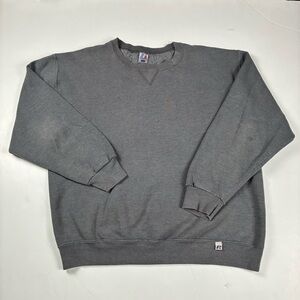 002 - VINTAGE 00s RUSSELL ATHLETICS FADED GREY PULLOVER SWEATSHIRT